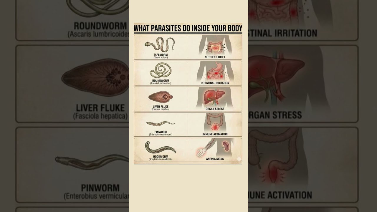 What Parasites Actually DO Inside Your Body 🐛 (Tapeworm, Roundworm, Liver Fluke & More)