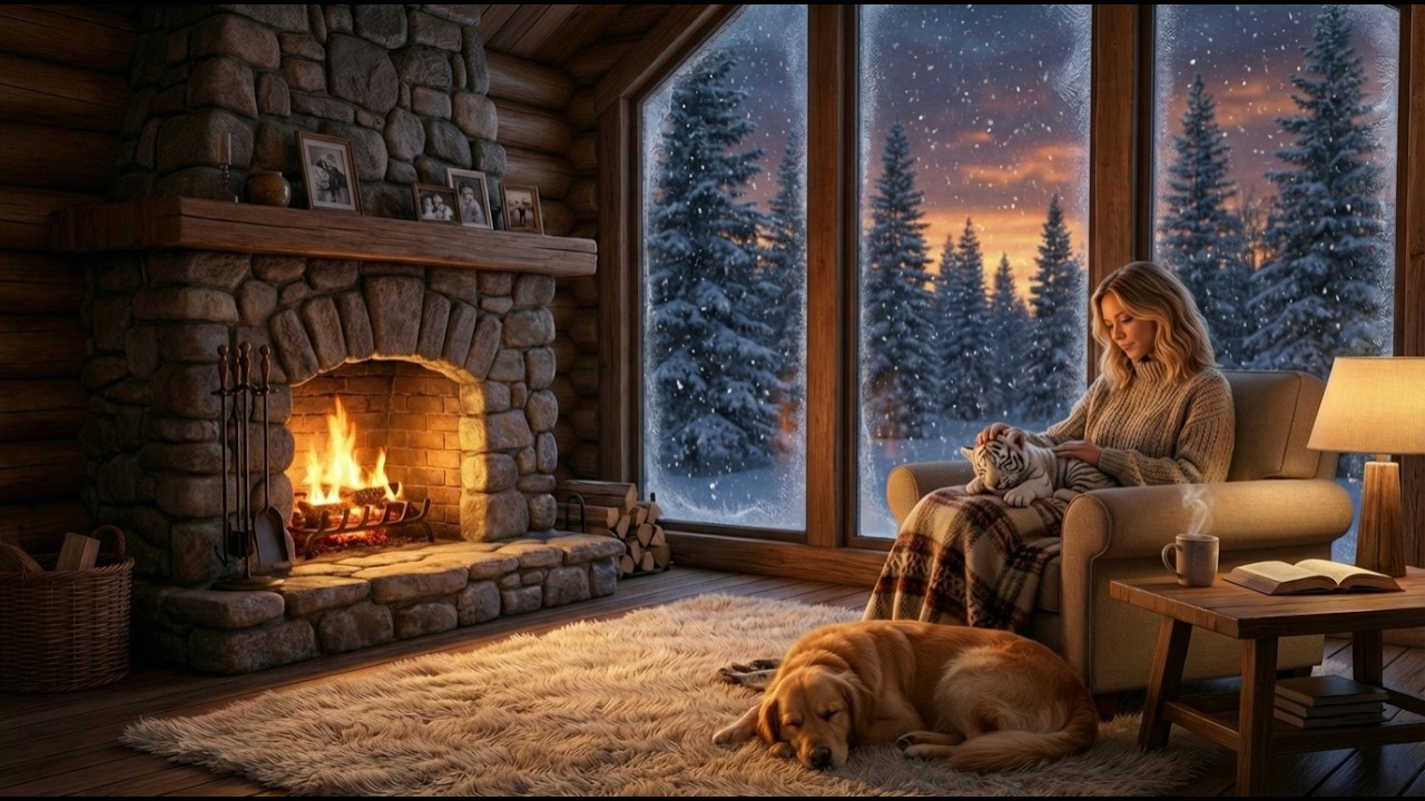 Lofi in Cozy Cabin - Golden Retriever & White Tiger by Paw Moments Tube.