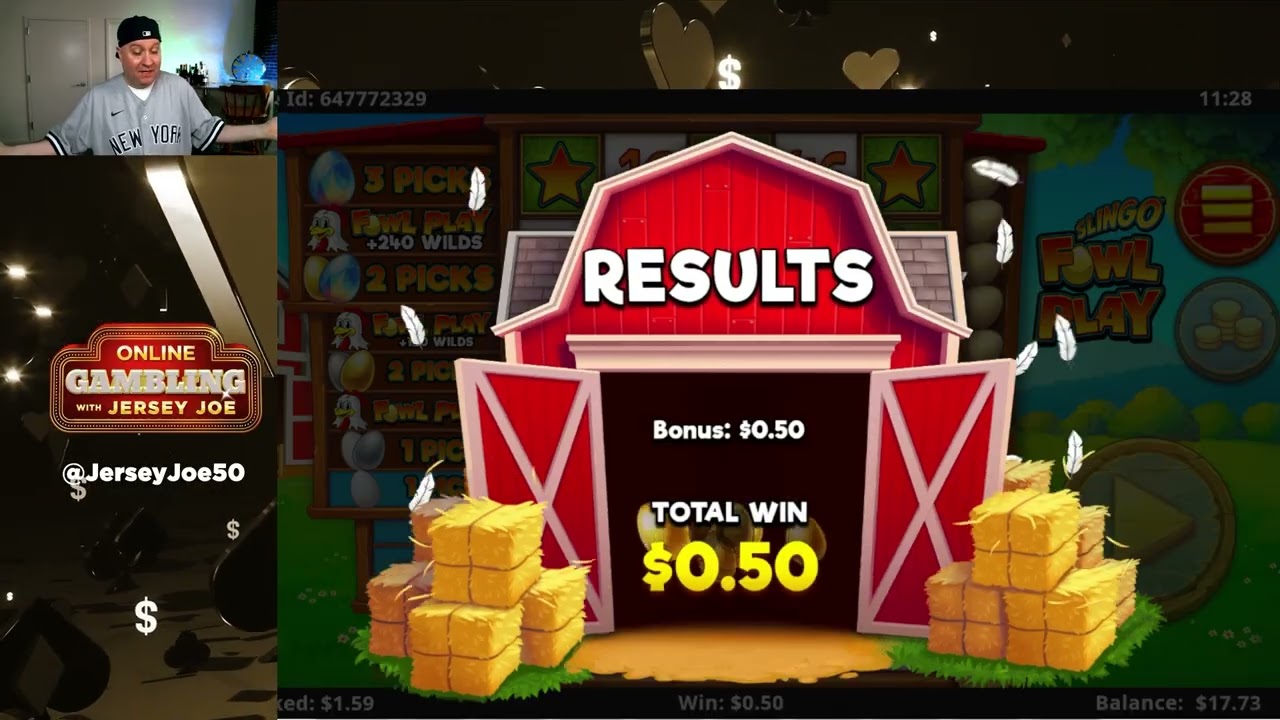 Slingo Foul Play slot LIVE with BONUS [Online Gambling with Jersey Joe # 396]