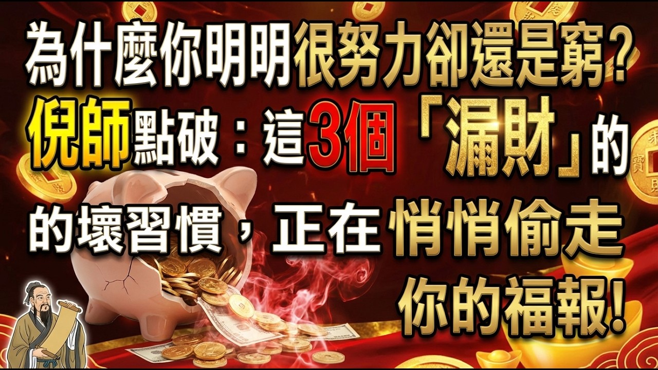 為什麼你明明很努力卻還是窮？倪師點破：這3個「漏財」的壞習慣，正在悄悄偷走你的福報！ #財富思維 #倪海廈 #改運 #能量損耗 #金錢心理學 #易經智慧 #生命規律 #心靈覺醒