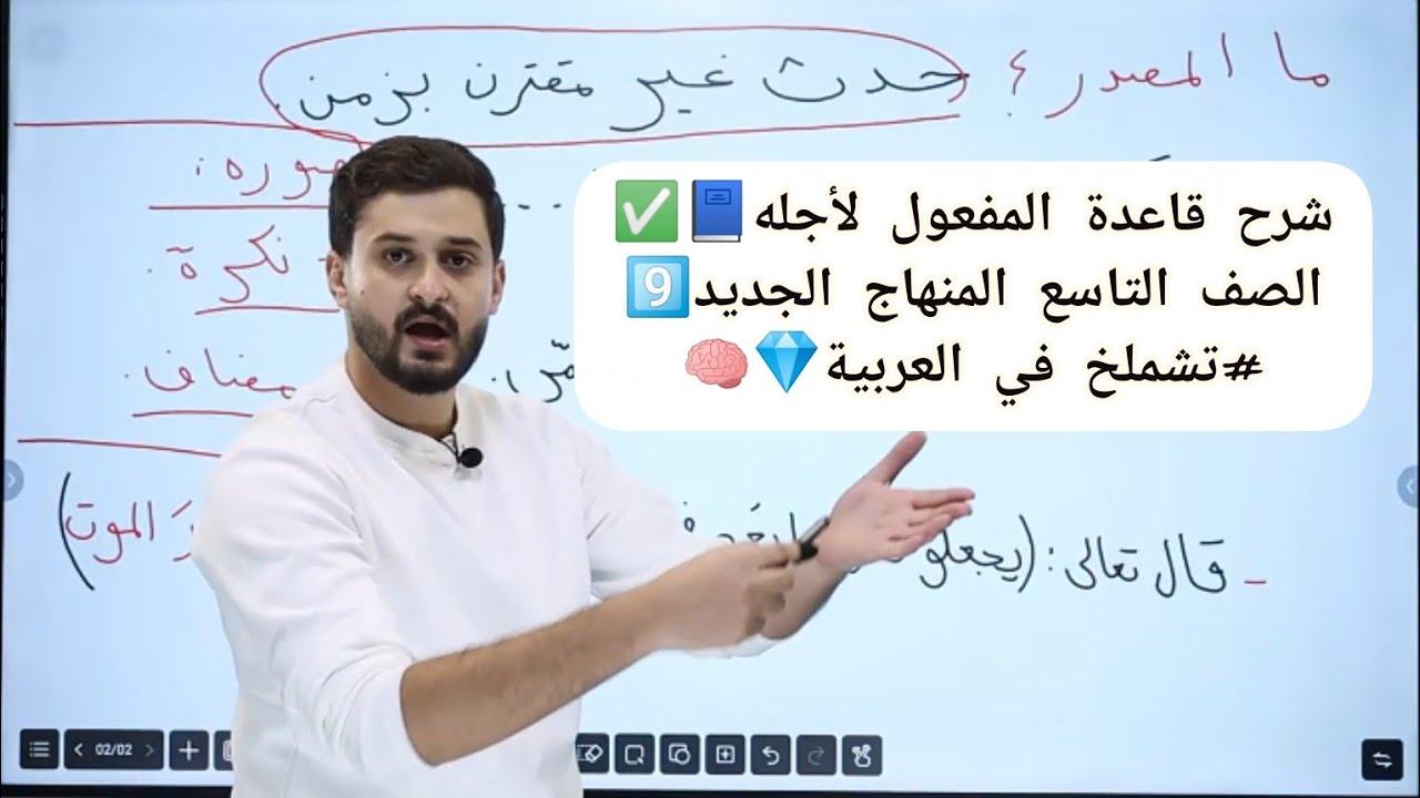 الصف التاسع المنهاج الجديد9️⃣✅/ شرح المفعول لأجله📘📌/ قواعد العربية لغتي كتاب الطالب/ أ. خالد شملخ💎📍