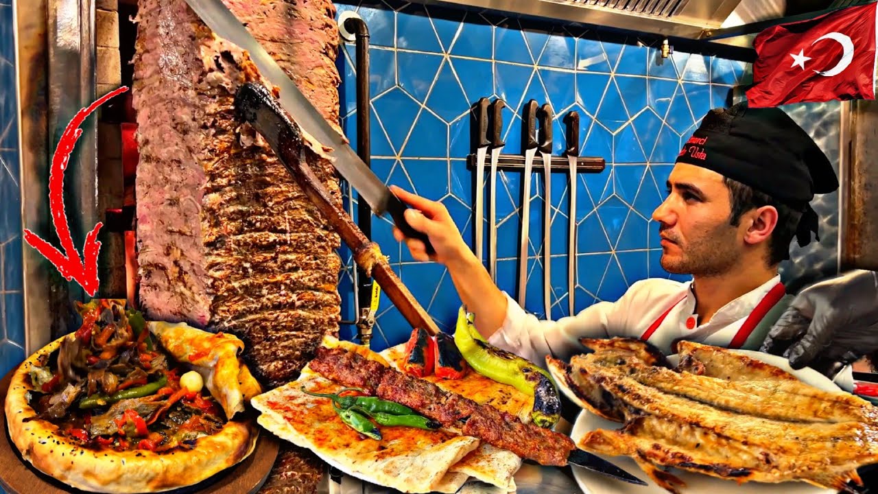 Turkish Street Food | Giant Doner Kebab - Grilled Kebabs & Fresh Fish on Charcoal!