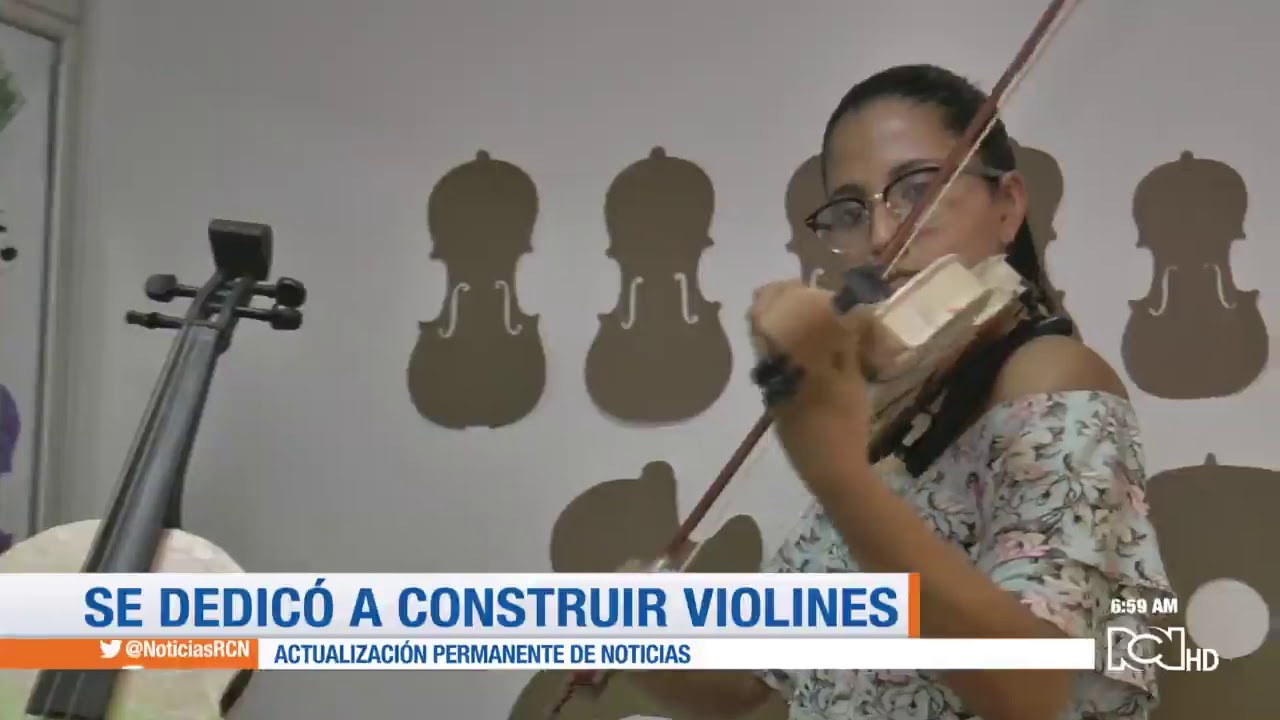 Joven colombiana  construye violines con material reciclados