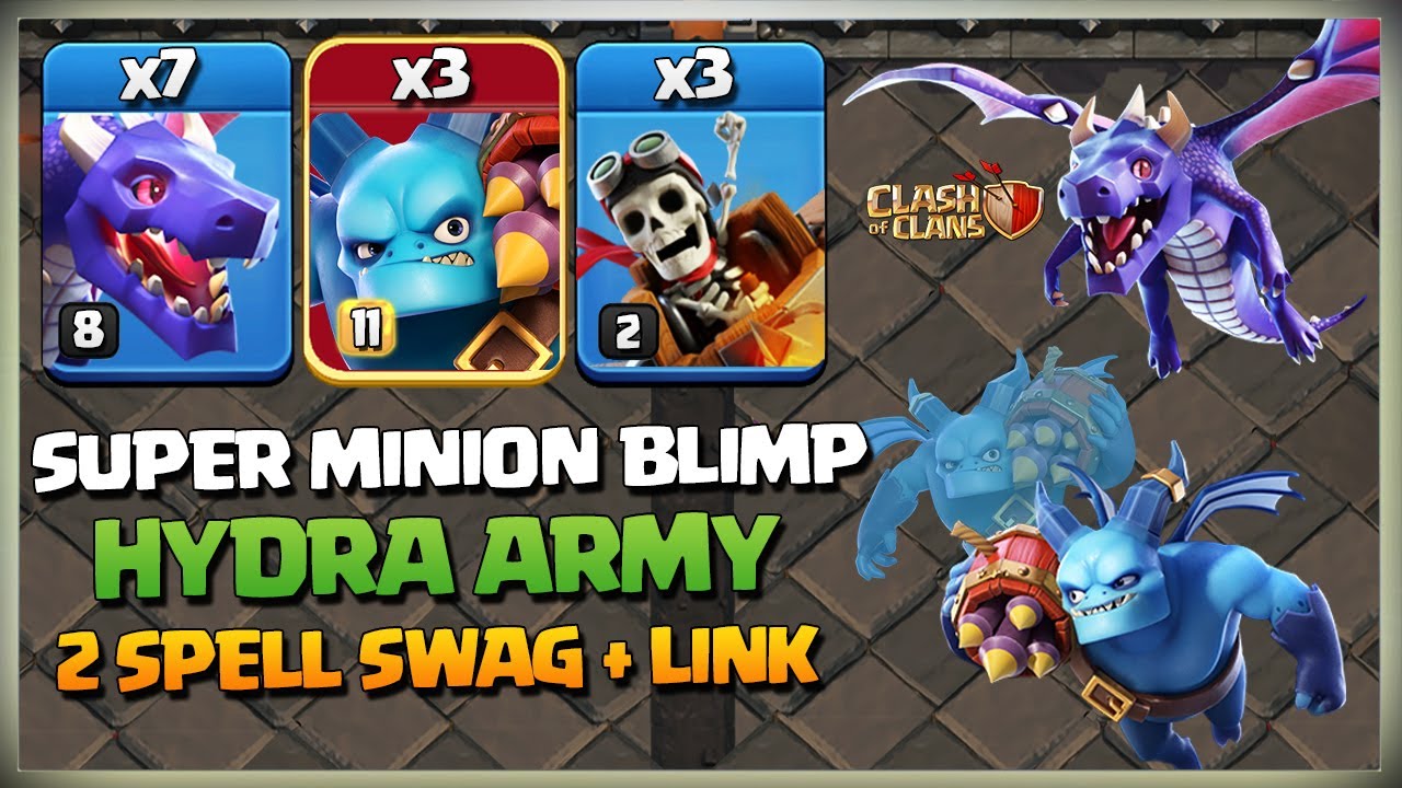 Super Minion Blimp Hydra Attack is Strong | Th13 Super Minion Blimp Attack Strategy in CWL | coc
