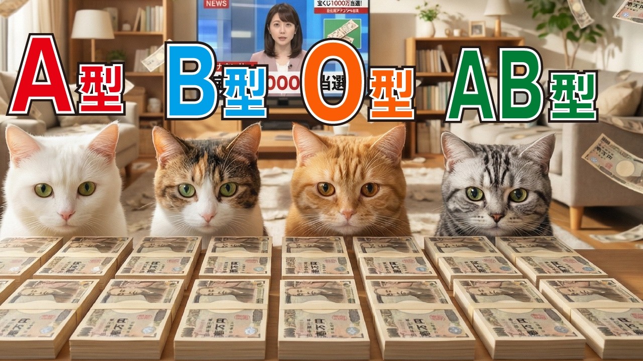 【血液型あるある】3億円の使い方編🐈(偏見)【AI猫にゃんダフル】