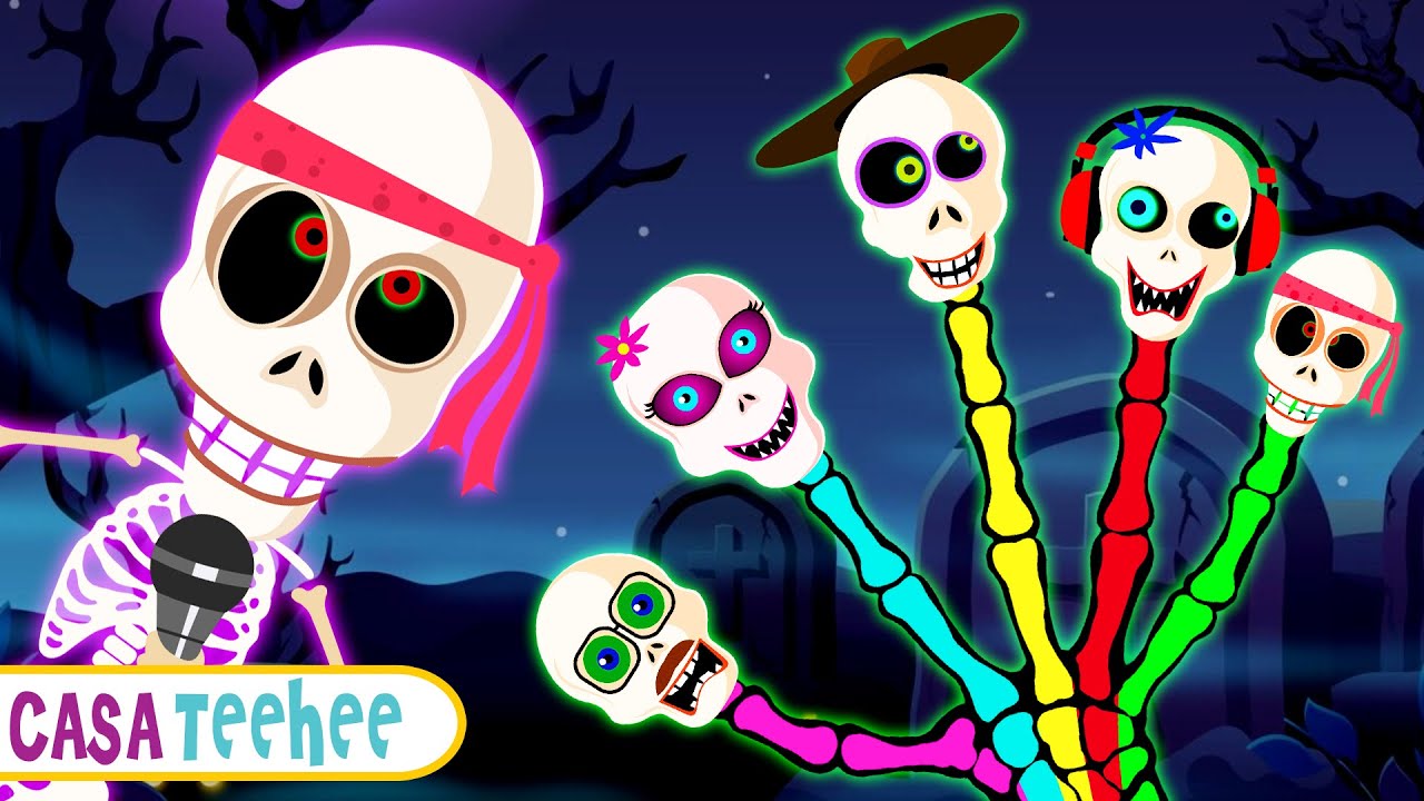 Esqueleto Família de dedos | Músicas de Halloween para crianças | Finger Family Songs | Casa Teehee