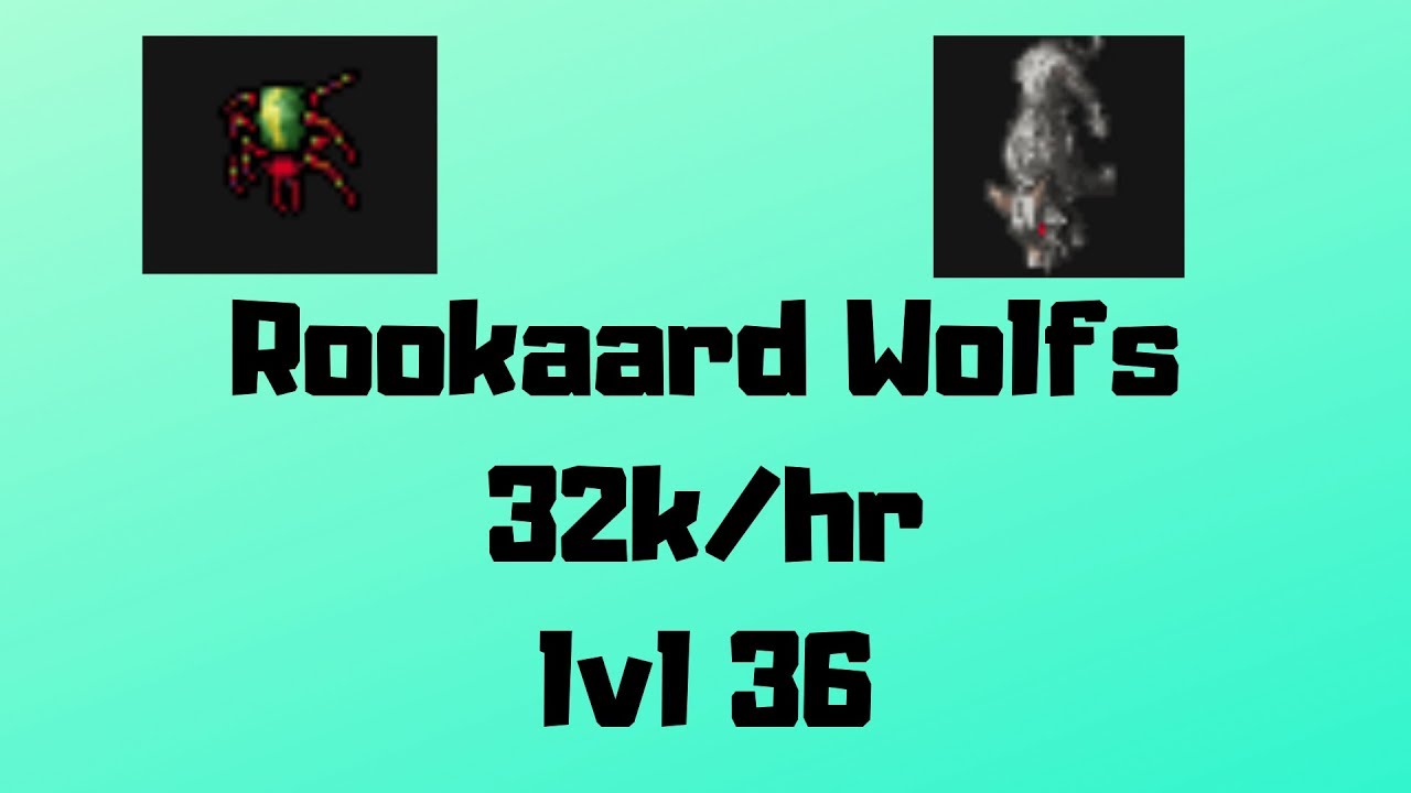 Rookgaard - Lvl 36 - 32k/hr - (Spot: Wolfs) - Solo - Tibia