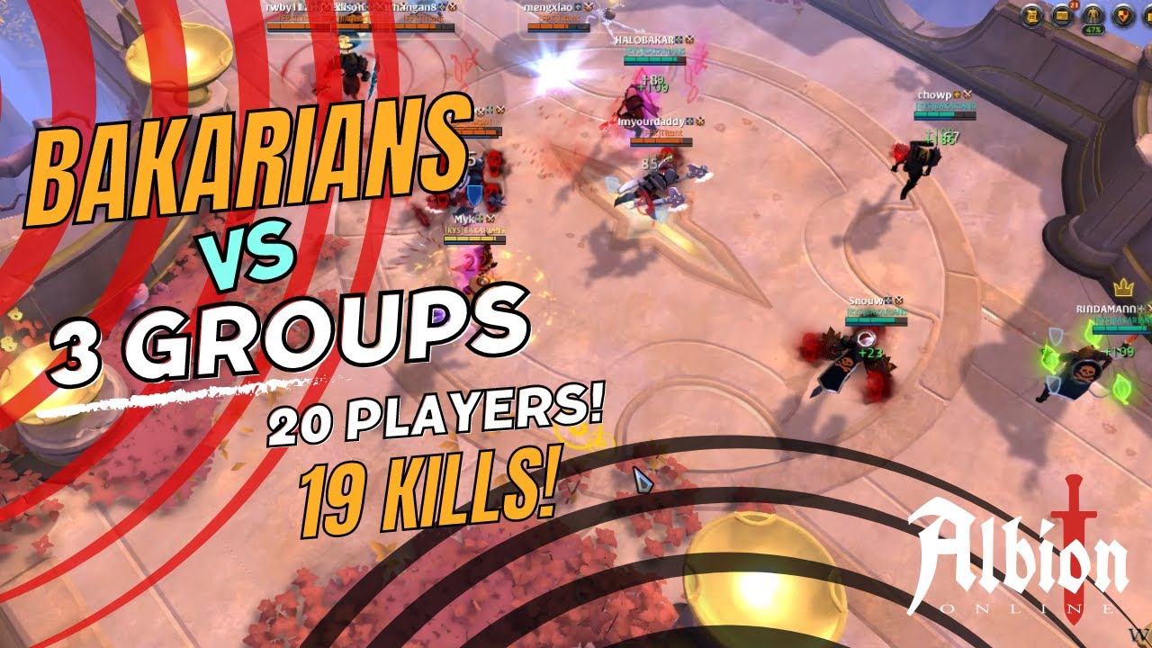 BAKARIANS VS 3 FCKN Groups! (20 players) - ALBION ONLINE SMALL SCALE - ROADS OF AVALON