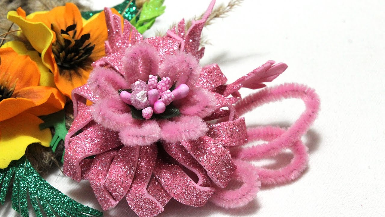 Flower Craft Ideas with glitter foam - Foam Sheet Flowers step-by-step