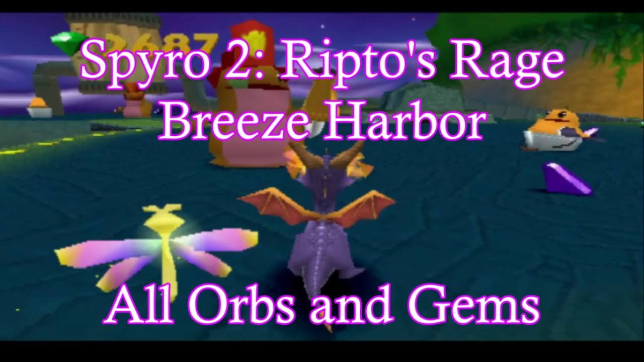 Spyro 2: Ripto's Rage (Breeze Harbor) **All Orbs and Gems**