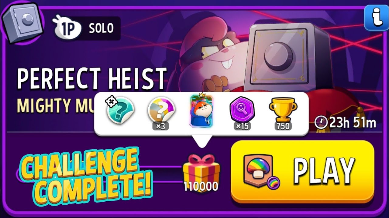 Perfect Heist Mighty Mushrooms Rainbow Match Masters Solo Challenge Score 110000 12 Moves 