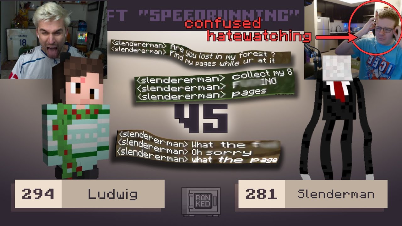 The FUNNIEST Game Ever | Ludwig vs Slenderman (ft. Feinberg) | MCSR ranked 1v1