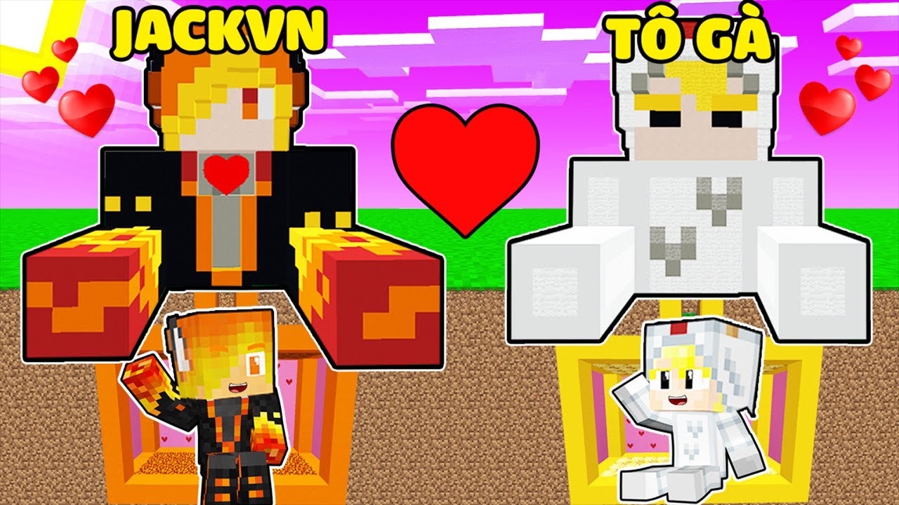 JACK VÀ TÔ GÀ THỬ THÁCH 24 GIỜ XÂY HẦM BÍ MẬT CẶP ĐÔI TÌNH YÊU TRONG MINECRAFT* XÂY HẦM JACK X TÔ GÀ