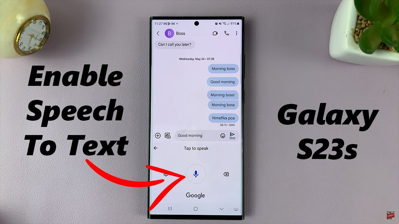 Как включить голосовой ввод текста на клавиатуре Samsung Galaxy S23s