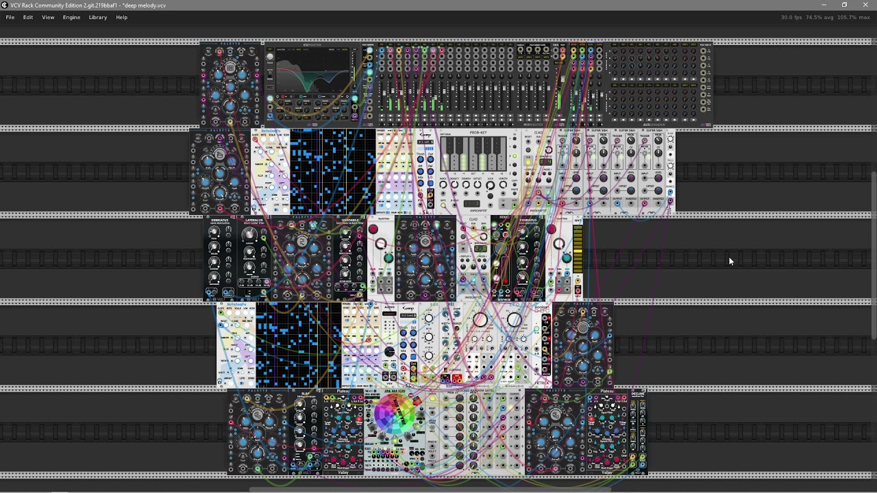 NoteSeqFu based patch melodic slow techno patch in VCV Rack v2