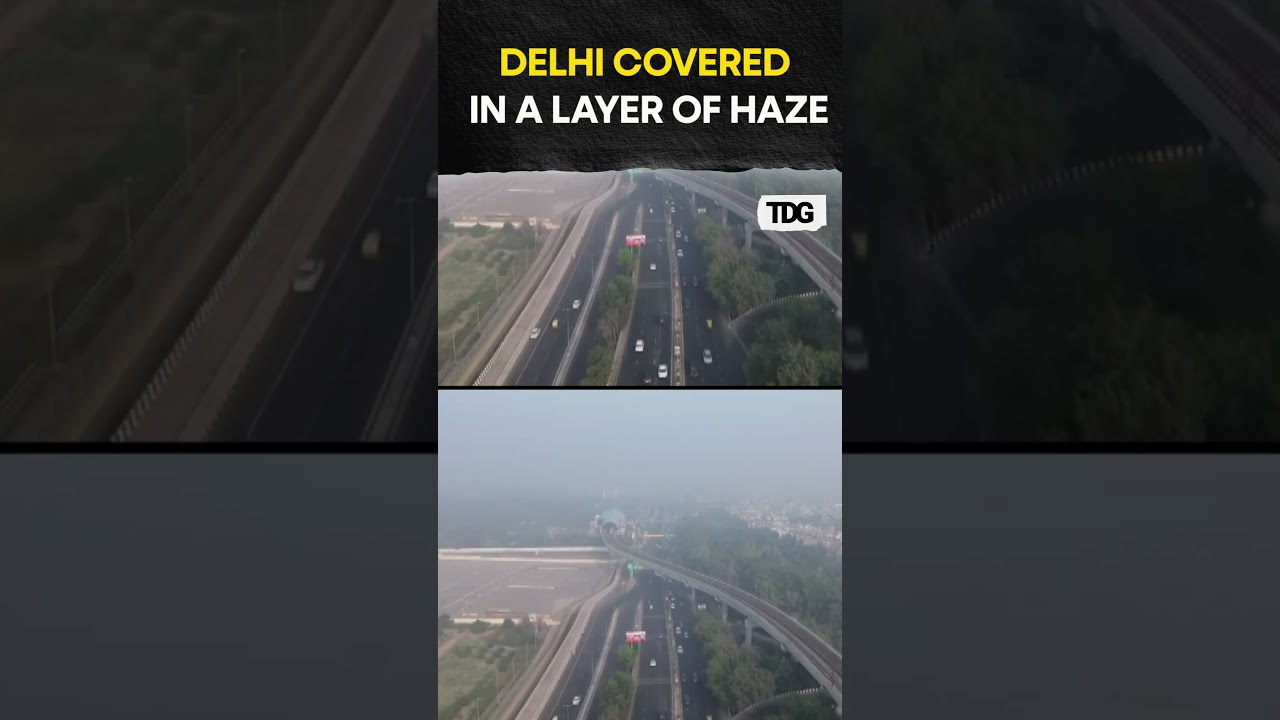 #watch | Delhi covered in a layer of haze as air quality remains in 'very poor' category #trending
