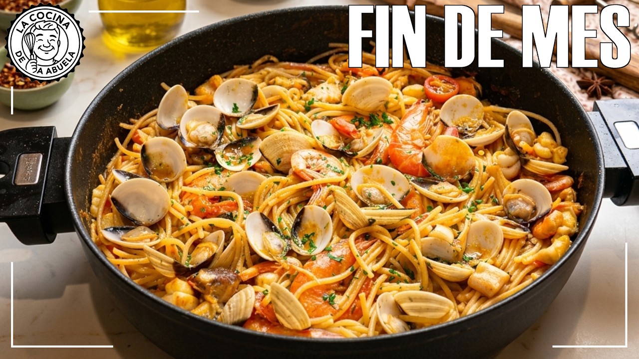 Con 1 BOLSA de CONGELADO preparo FIDEUÁ de MARISCO 🍤 | FIN DE MES Barata y Deliciosa