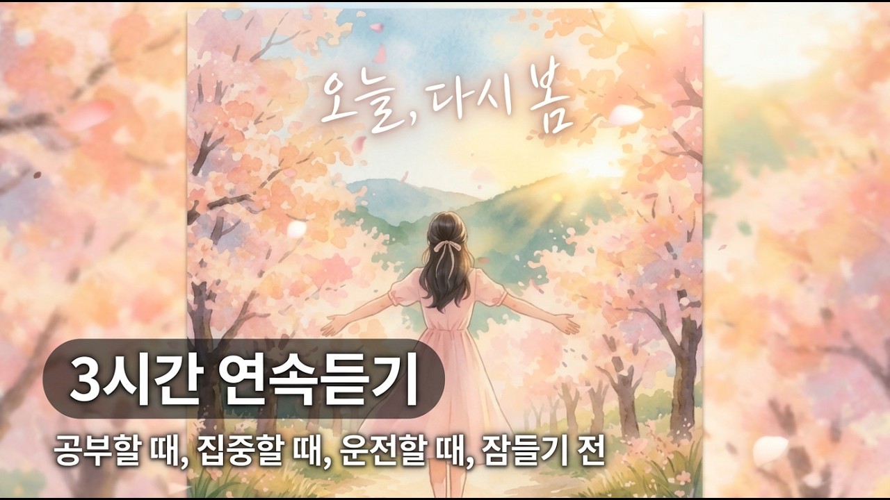 오늘다시봄 3시간듣기 #힐링음악 #3시간연속듣기 #공부음악 #집중음악 #잠들기전음악#운전음악 #힐링 #봄노래