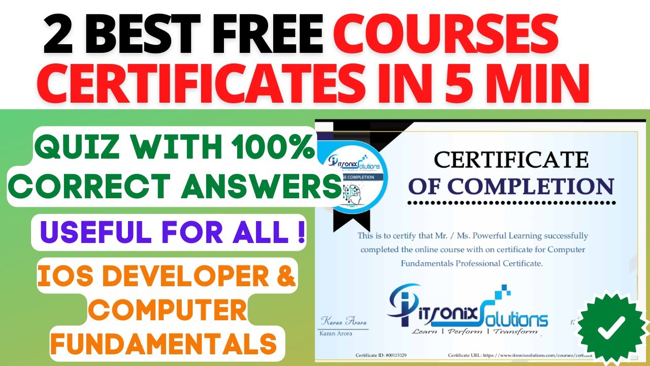 2 FREE COURSES CERTIFICATES IN 5 MINUTES | POWERFUL LEARNING FREE QUIZ WITH CERTIFICATE IN 5 MIN
