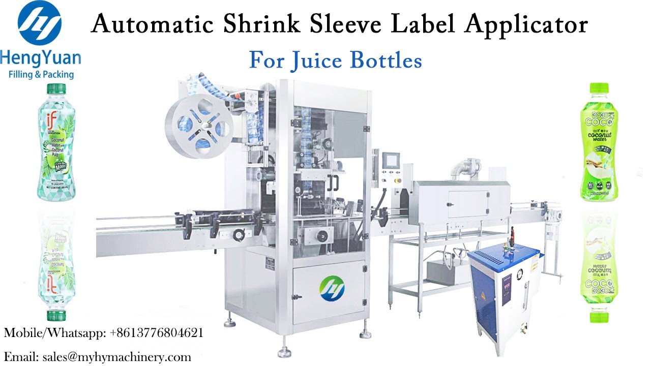 Automatic Kiwi Juice Bottle Labeling Machine | Shrink Sleeve Label Applicator