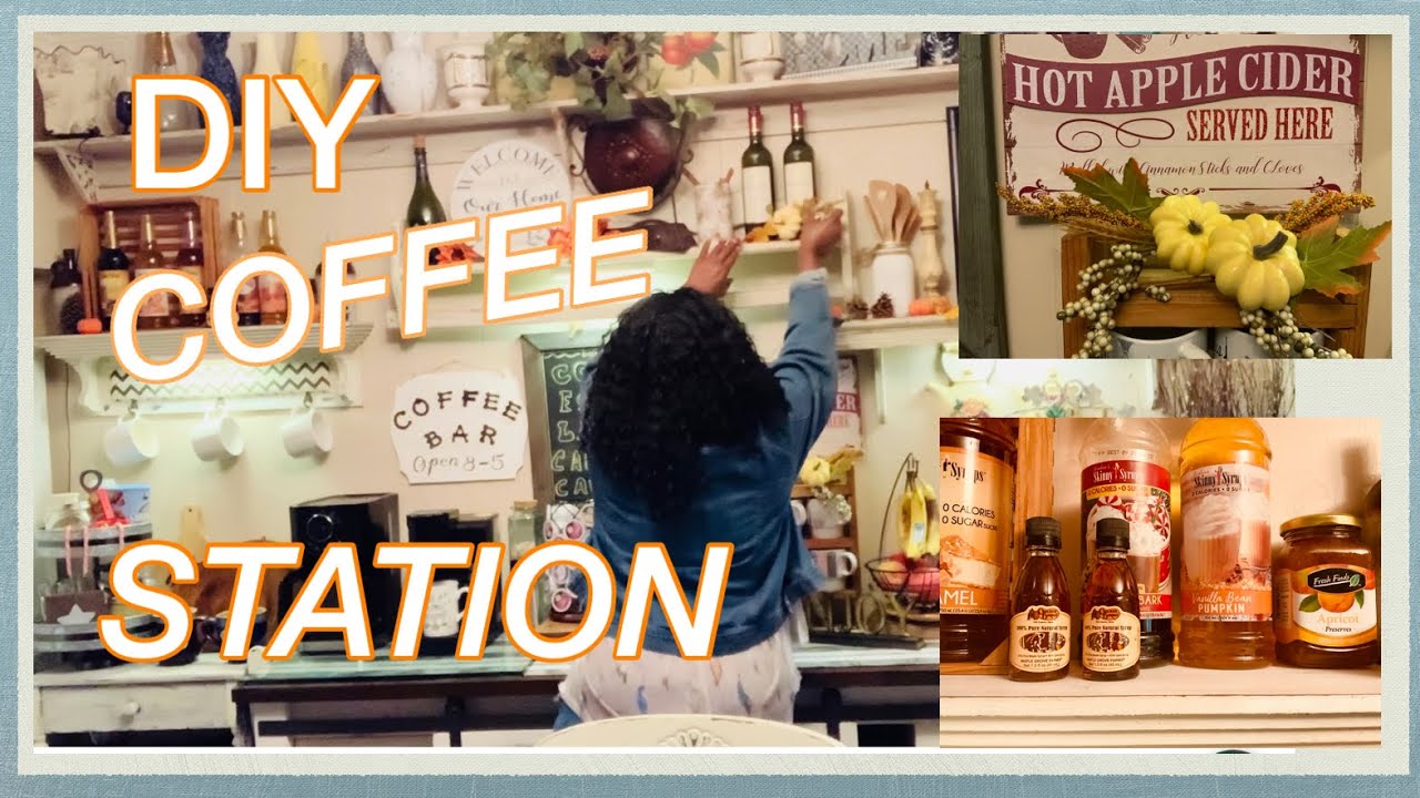 DIY Coffee Station AT HOME || FALL COFFEE BAR STYLING || HOW TO INSTALL LIGHTING UNDER SHELVES