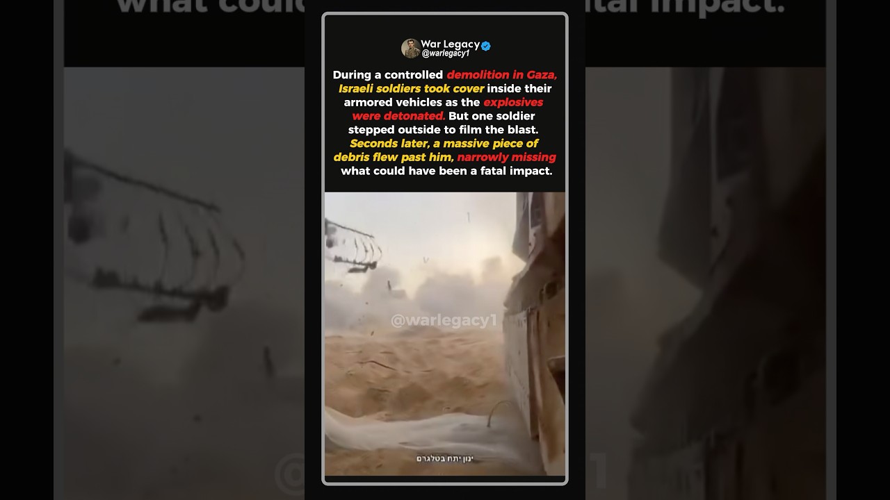 IDF Soldier Nearly Hit by Debris While Filming Explosion #shorts