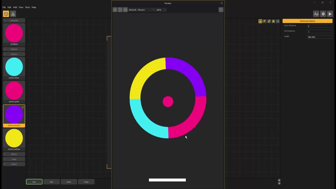 How to make a game like Color Switch in Buildbox ?