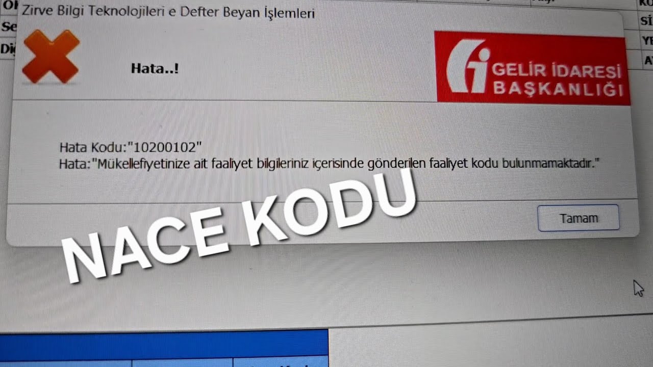 Zirvede  FAALİYET KODU BULUNMAMAKTADIR HATASI / FAALIYET KODU / NACE KODU DEĞİŞİKLİĞİ NASIL YAPILIR
