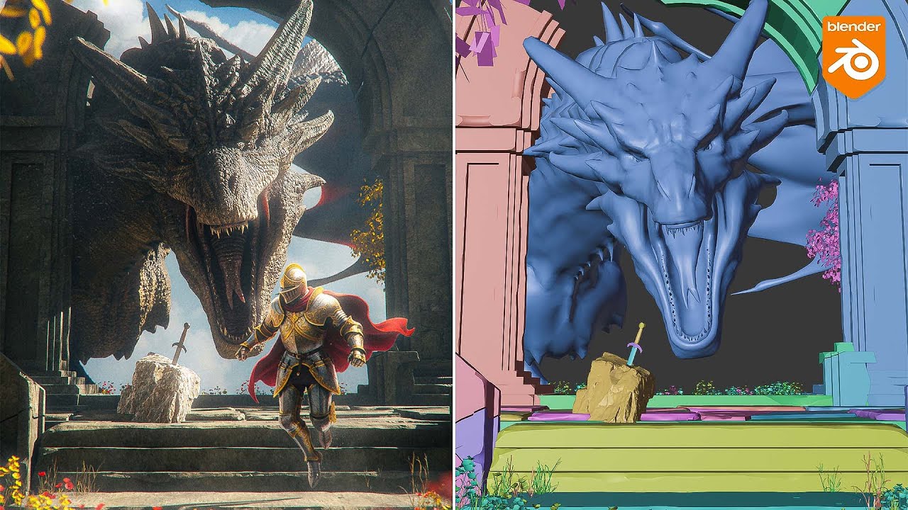 Dragon vs Knight – Blender Cinematic Tutorial