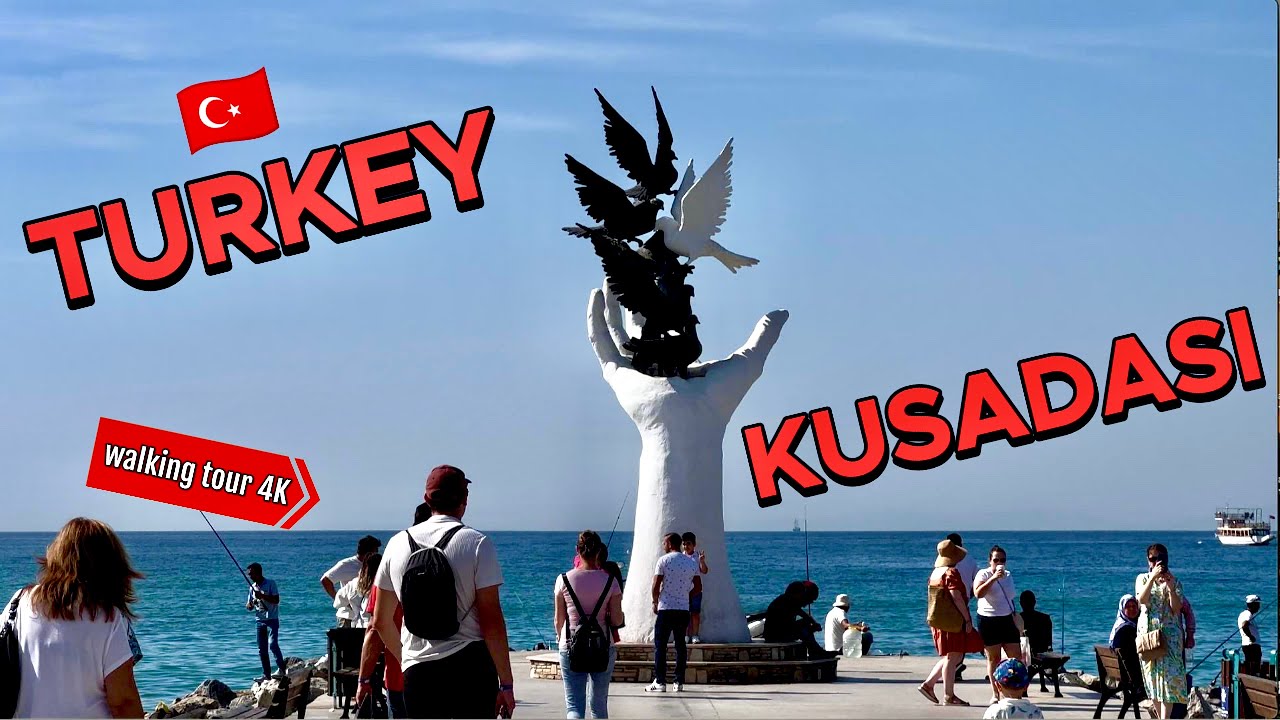 Türkiye🇹🇷Kuşadası,  walking tour 4K, great place for a budget holiday