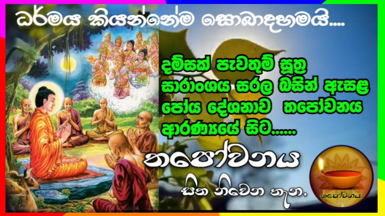 දම්සක් පැවතුම් සූත්‍ර සාරාංශය සරල බසින් ඇසළ පෝය දේශනාව  තපෝවනය ආරණ්‍යයේ සිට #Thapowanaya 🏵