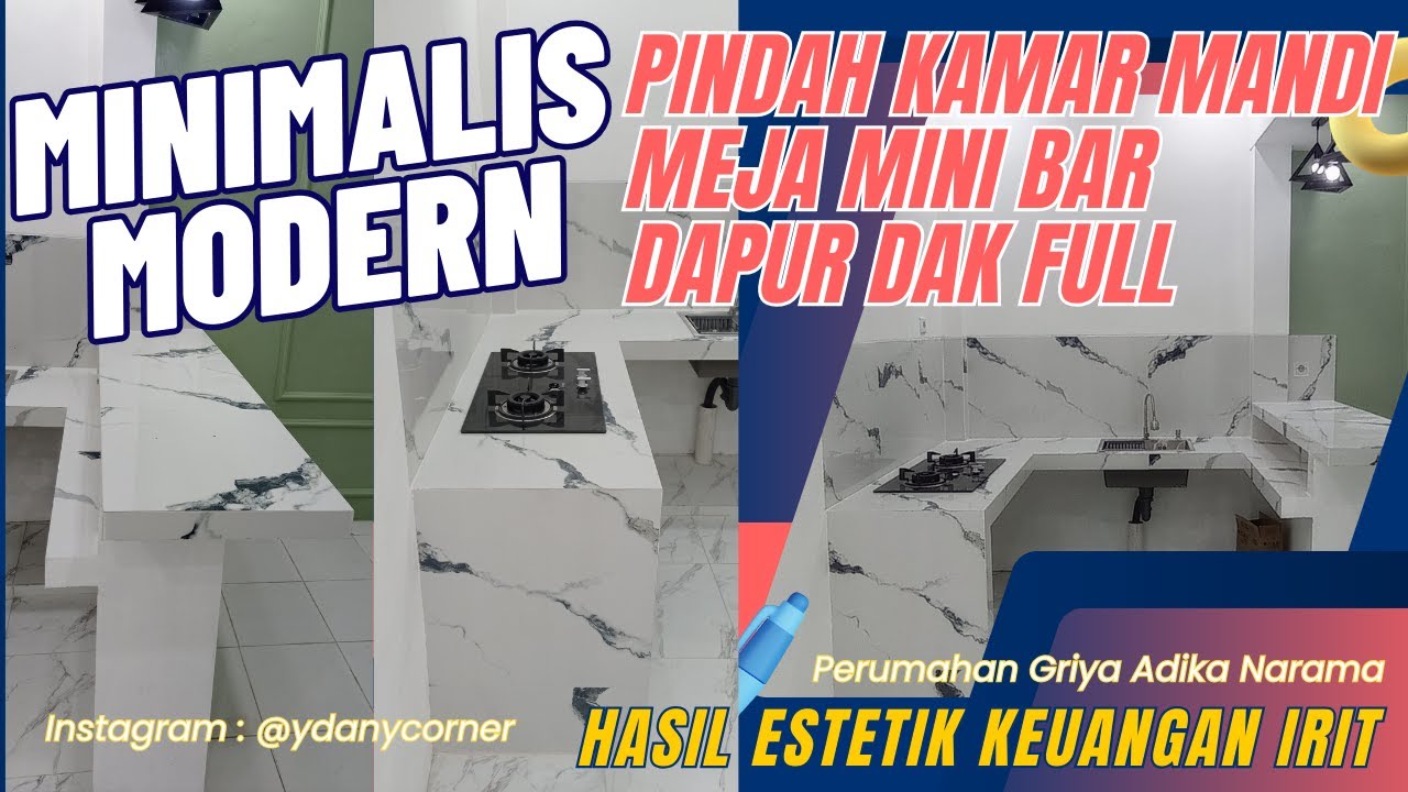 RENOVASI DAPUR RUMAH SUBSIDI PINDAH KAMAR MANDI, DAK FULL & MEJA MINI BAR (BONUS TOREN PENGUIN 520L)