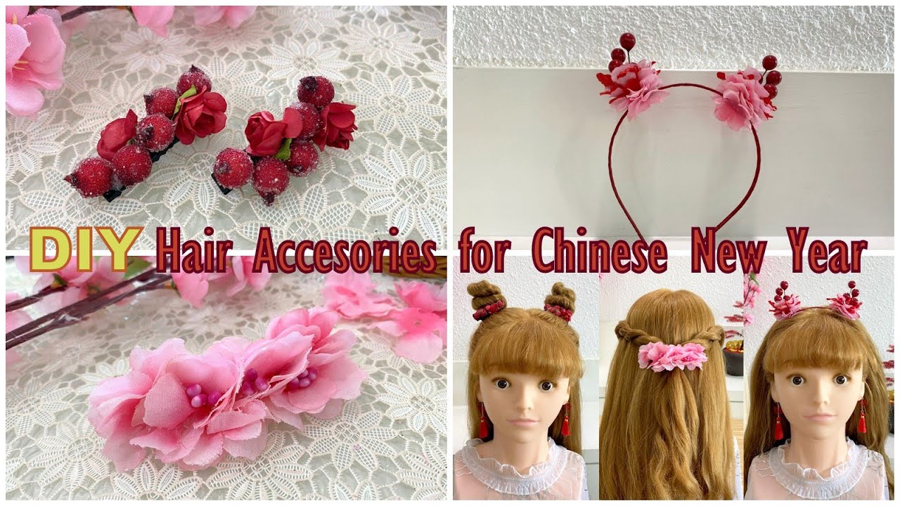 DIY Hairclip Hairpin Headband for Chinese New Year| Flower Hair Accessories| CNY Hairstyles