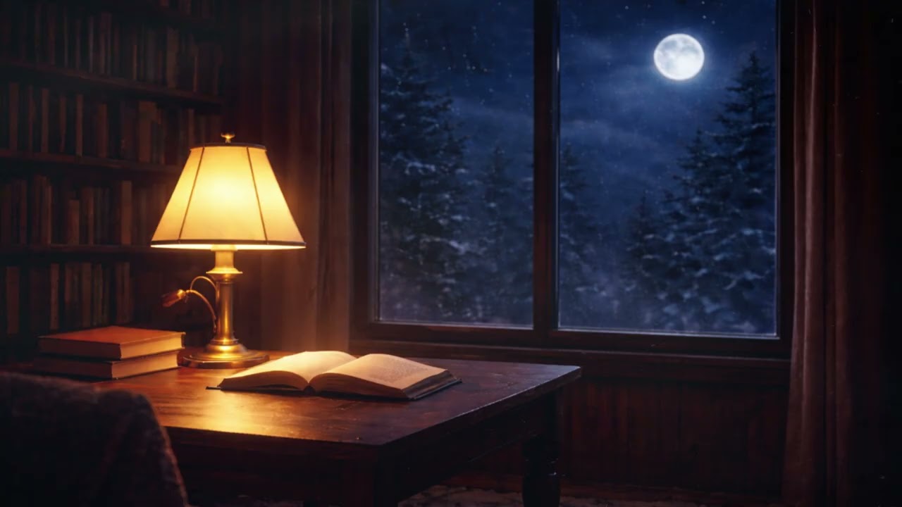 Moonlit Study Ambience 🌙 Soft Piano & Night Forest Sounds (2:22:22)