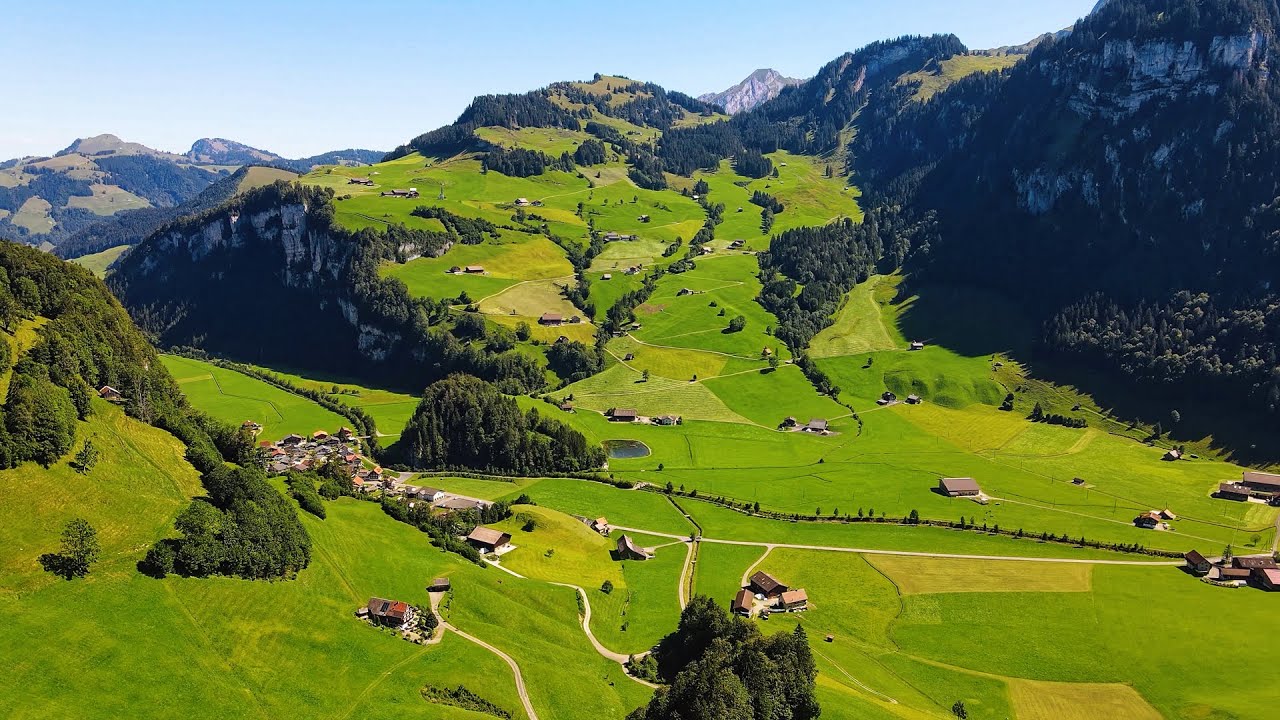 Drone Views of Switzerland in 4k: Ybrig - Unteriberg, Oberiberg & Ibergeregg
