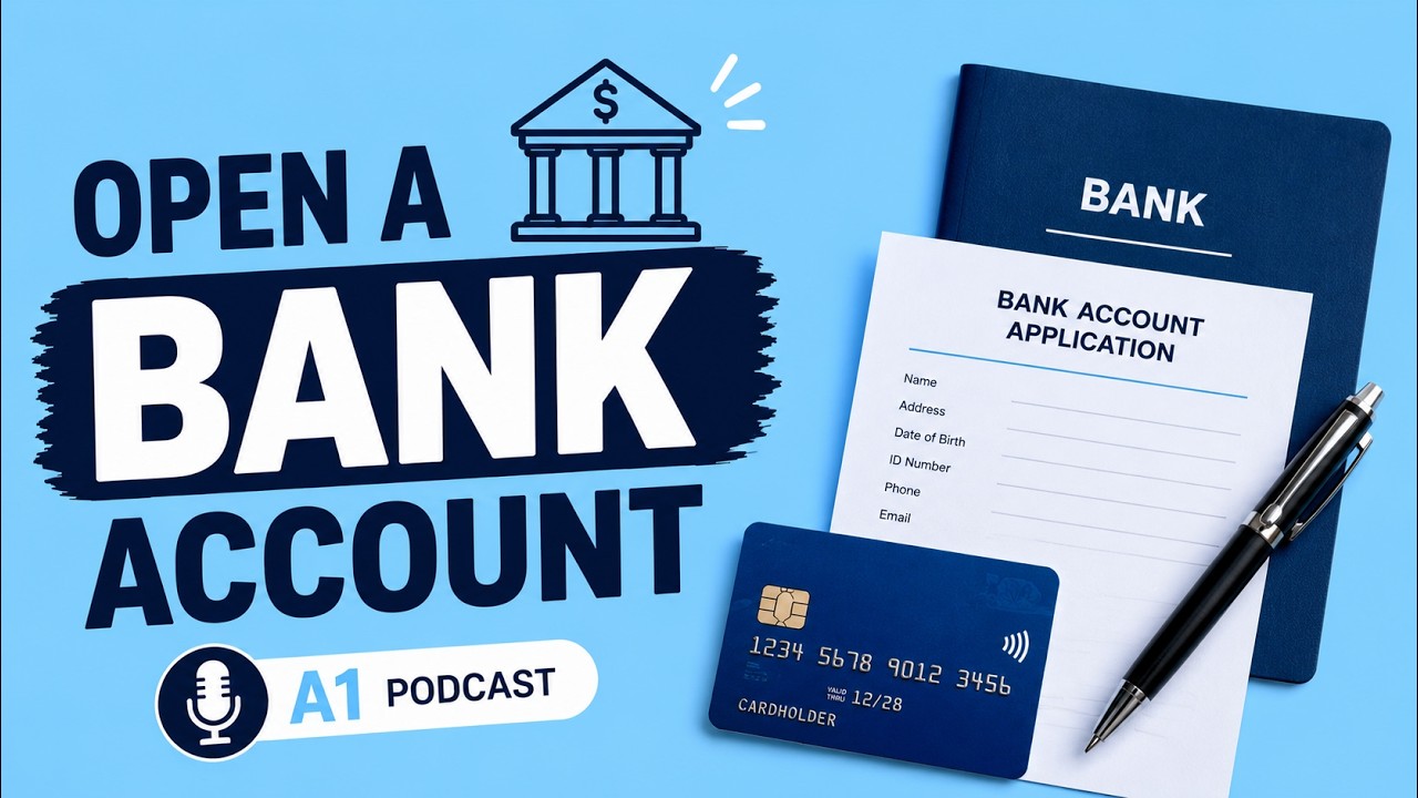 🎧 A2 English – Open a Bank Account | Podcast Tu Inglés con Lau