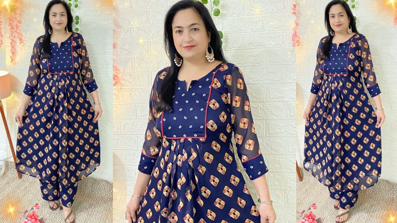 साड़ी से कुर्ता सेट  बनाने का तरीका| Reuse old saree|Saree to suit|kurti cutting #sareereuse #meesho