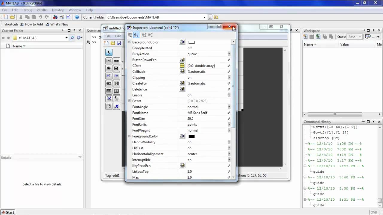 Graphical User Interface (GUI) in MATLAB