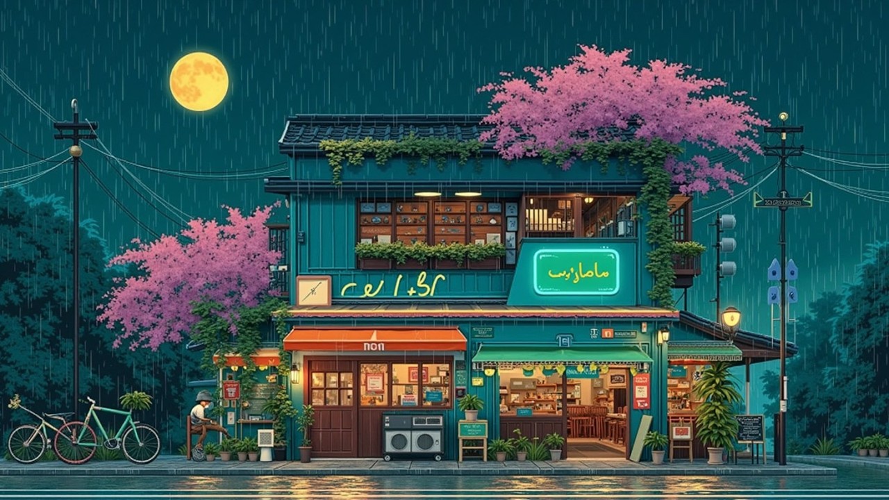 Chill Lofi Vibes Дождливая Ночь Кафе Расслабляющая Фоновая Музыка 🌙