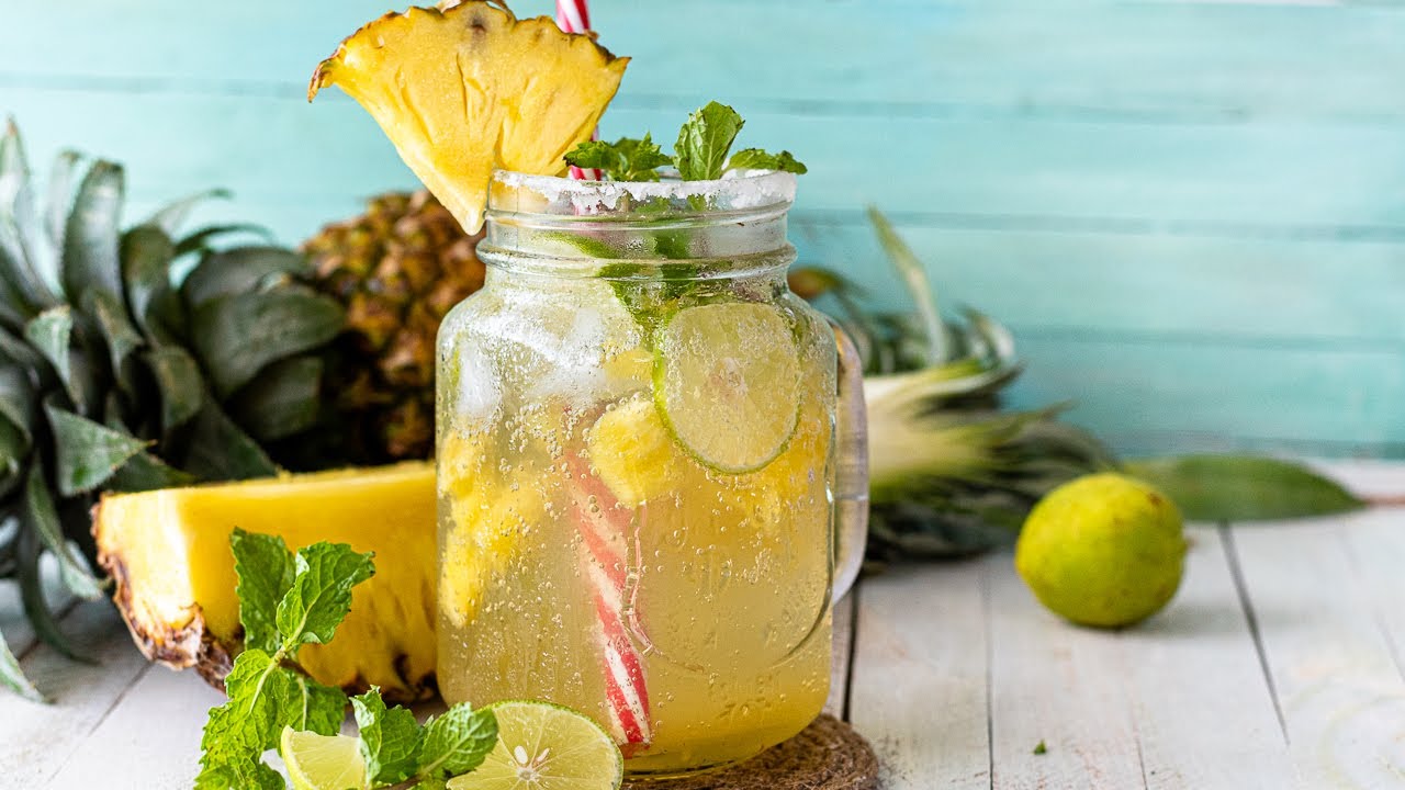 Easy 5 minutes pineapple mojito recipe with soda at home | Non Alcoholic pineapple mojito recipe
