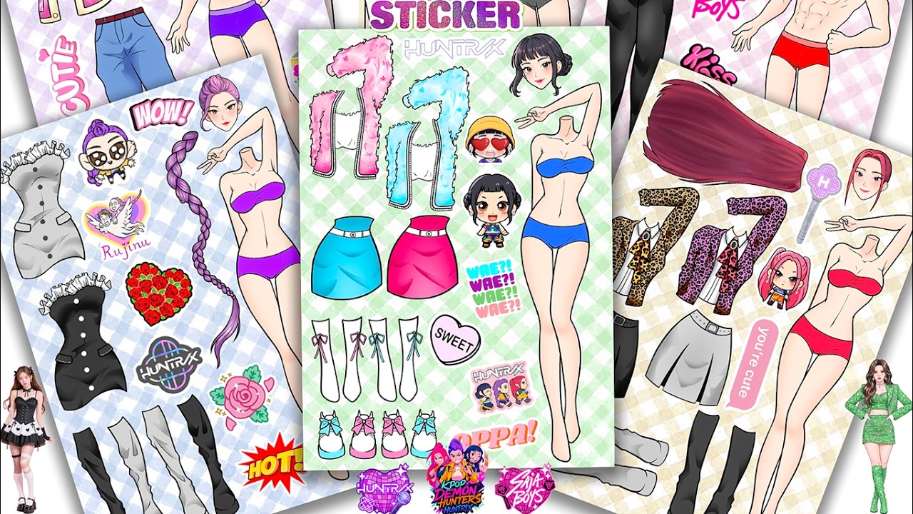 Oddly Satisfying ASMR Sticker Book Huntrix Idol Furry Bolero & Leopard Print Style! 💖 Paper DIY #226