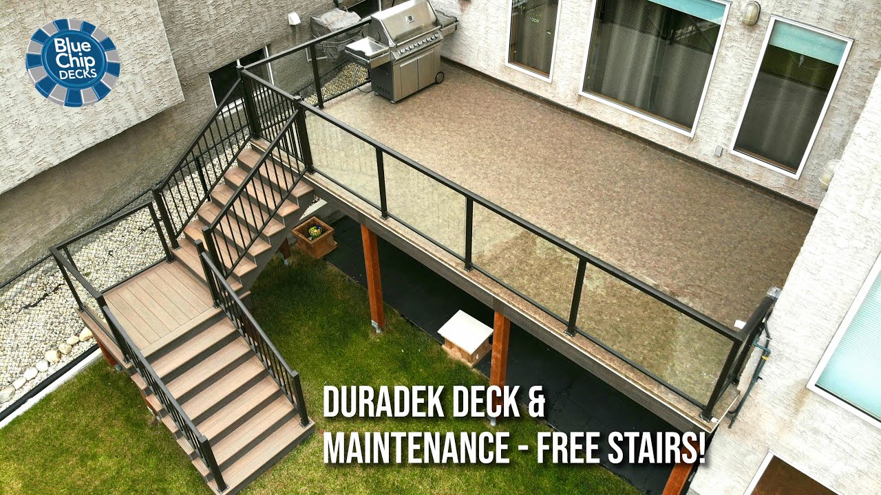 Large Walkout Waterproof Deck With Duradek Vinyl Membrane Top & Wolf PVC Stairs #build