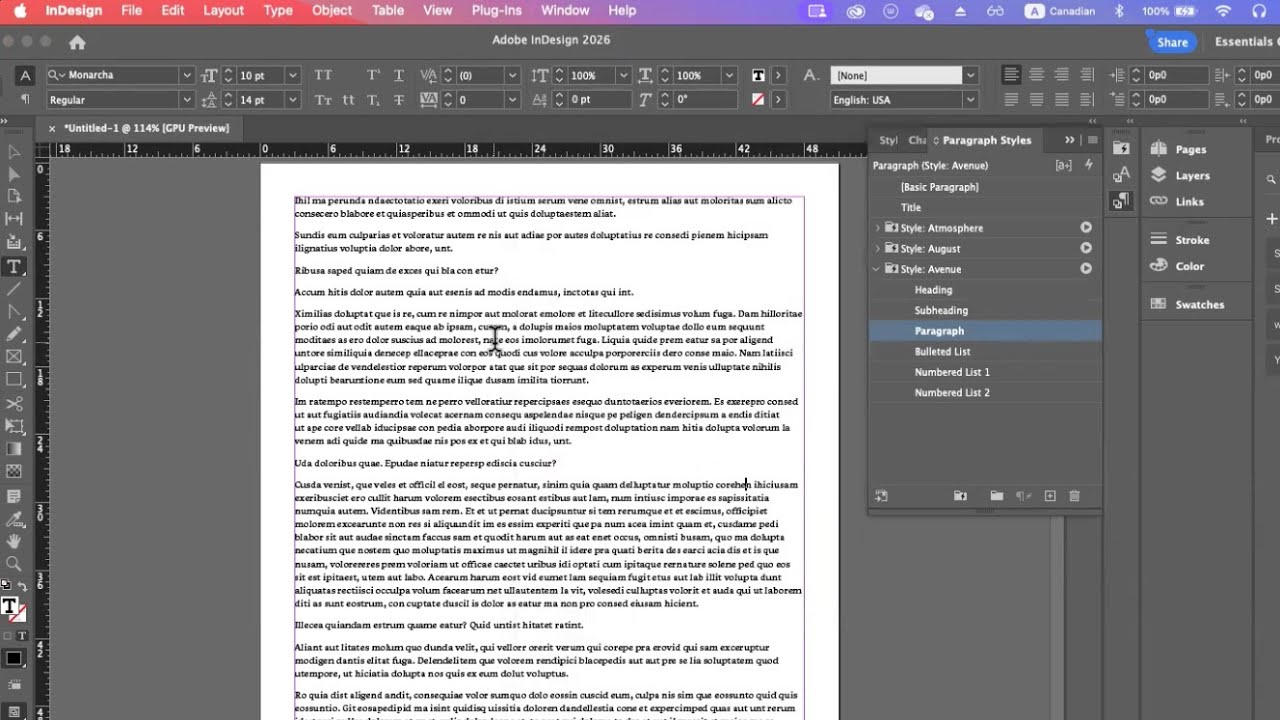 Auto Style in InDesign