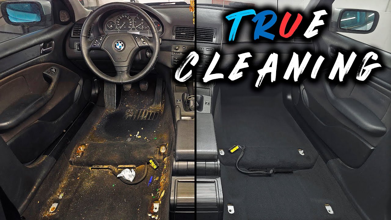 Deep Cleaning of the MOST GREASY BMW E46 2002 / Old Car Interior Detailing ASMR