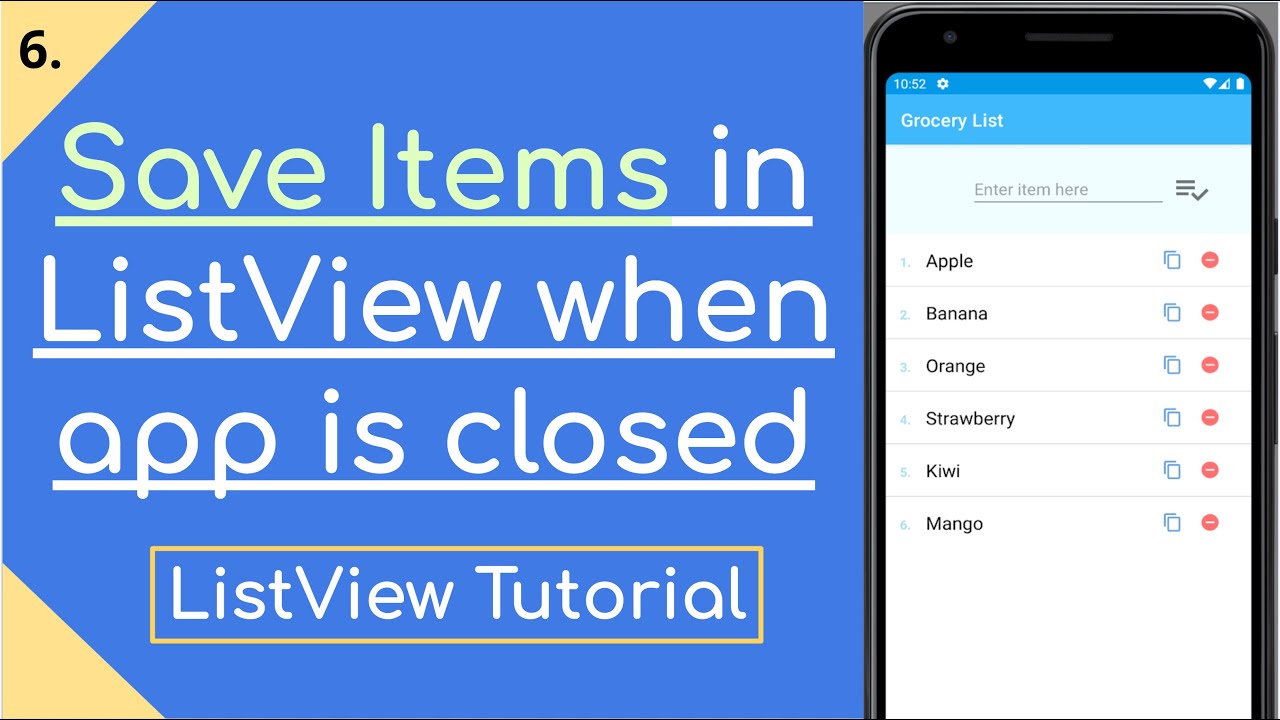 6. Save Grocery List when App is Closed | Extension