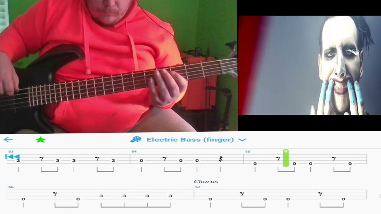 Marylin Manson - third day of as seven day binge (bass cover with tab)