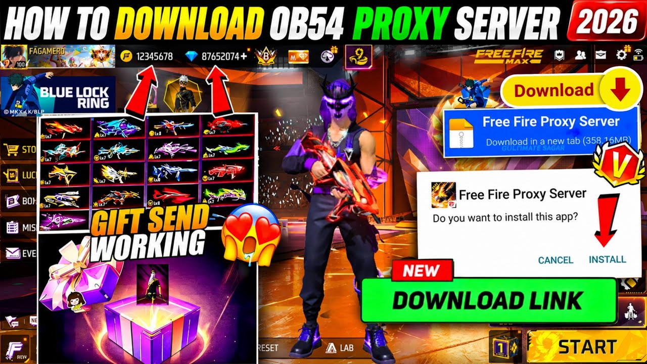HOW TO DOWNLOAD PROXY SERVER IN FREE FIRE, HOW TO USE PROXY SERVER IN FREE FIRE, VIP PROXY SERVER