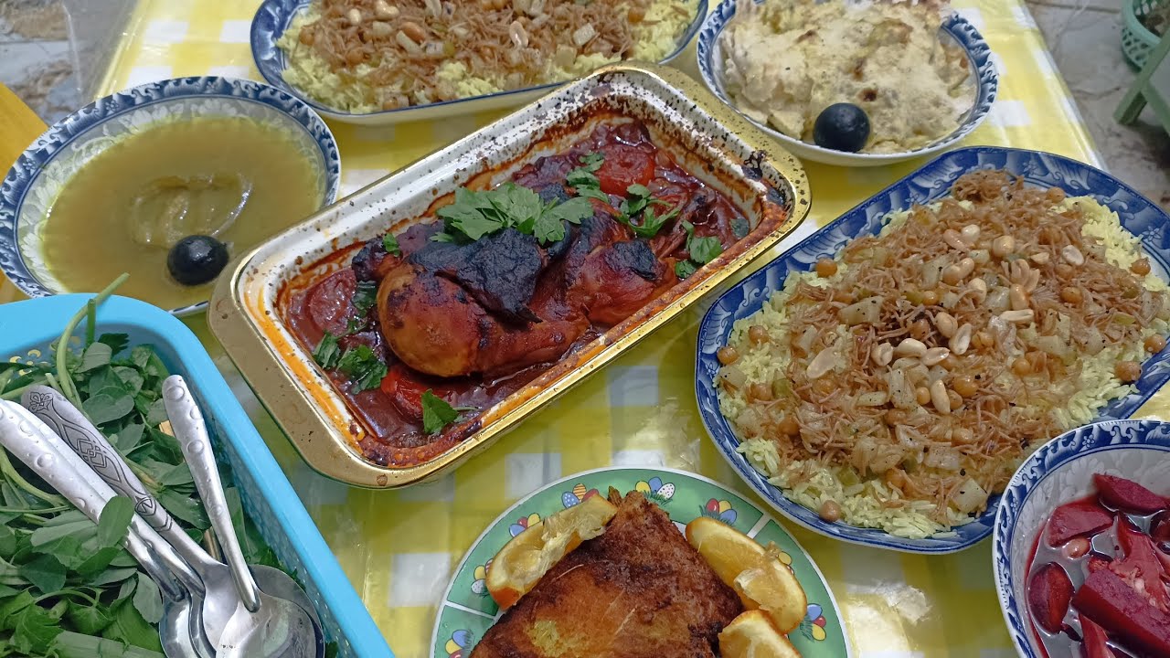 تبسي بذنجان بالدجاج حلاوه النشا بالوز كيكه الشاي شوف صديق ابني شجابلي ♥️شوربه الحمره 