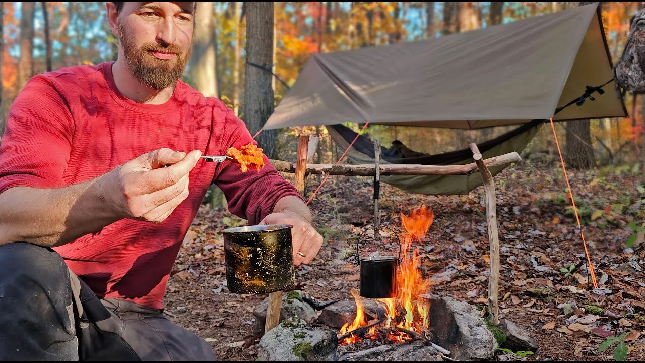 Fall Camping Overnight and Trout Fishing in the Appalachian Mountains with the Hammock