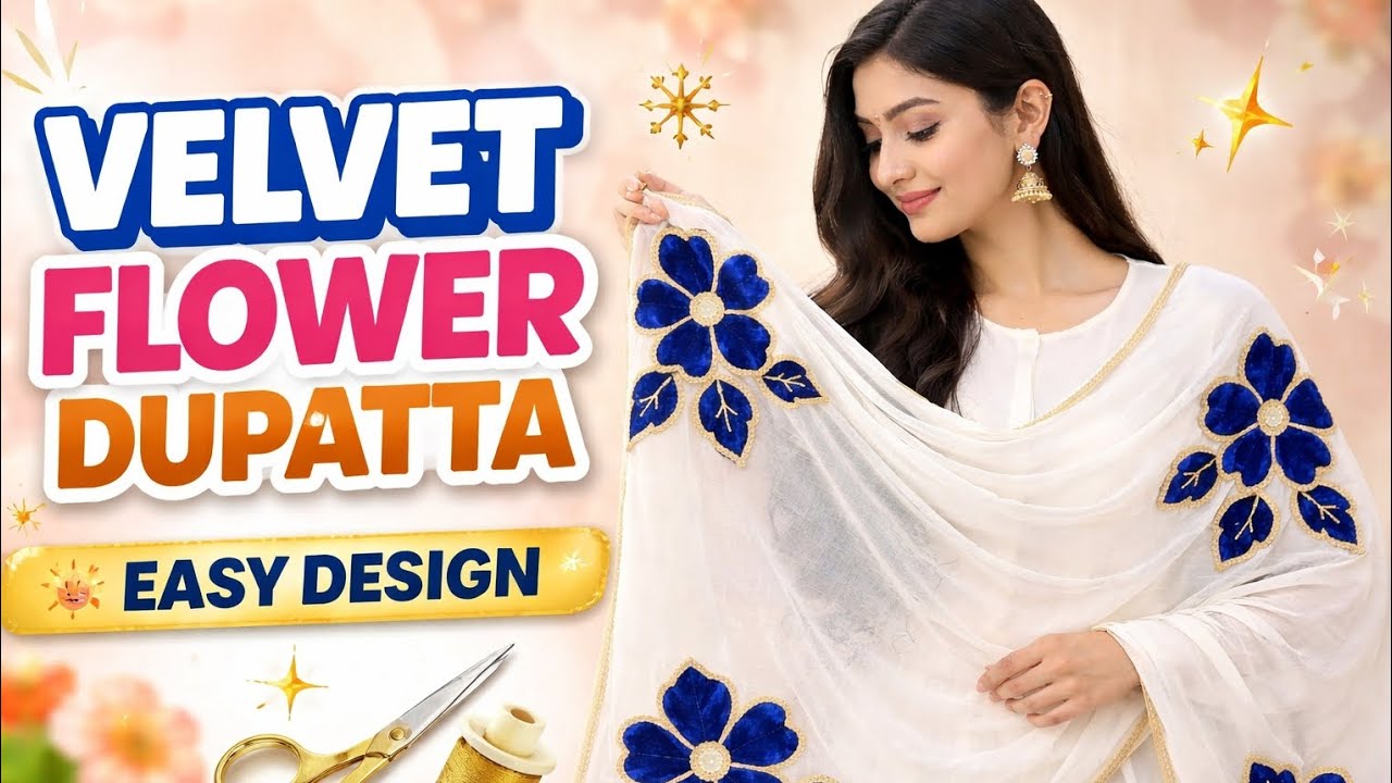Customising own dupatta| flowers 🌸patches | diy dupatta 🌸✨